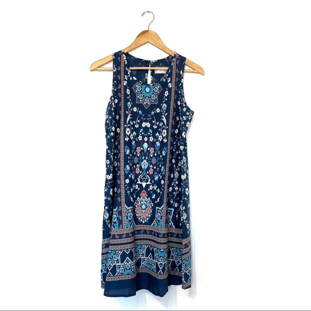 Aventura Stacia Dress navy blue flower print mini